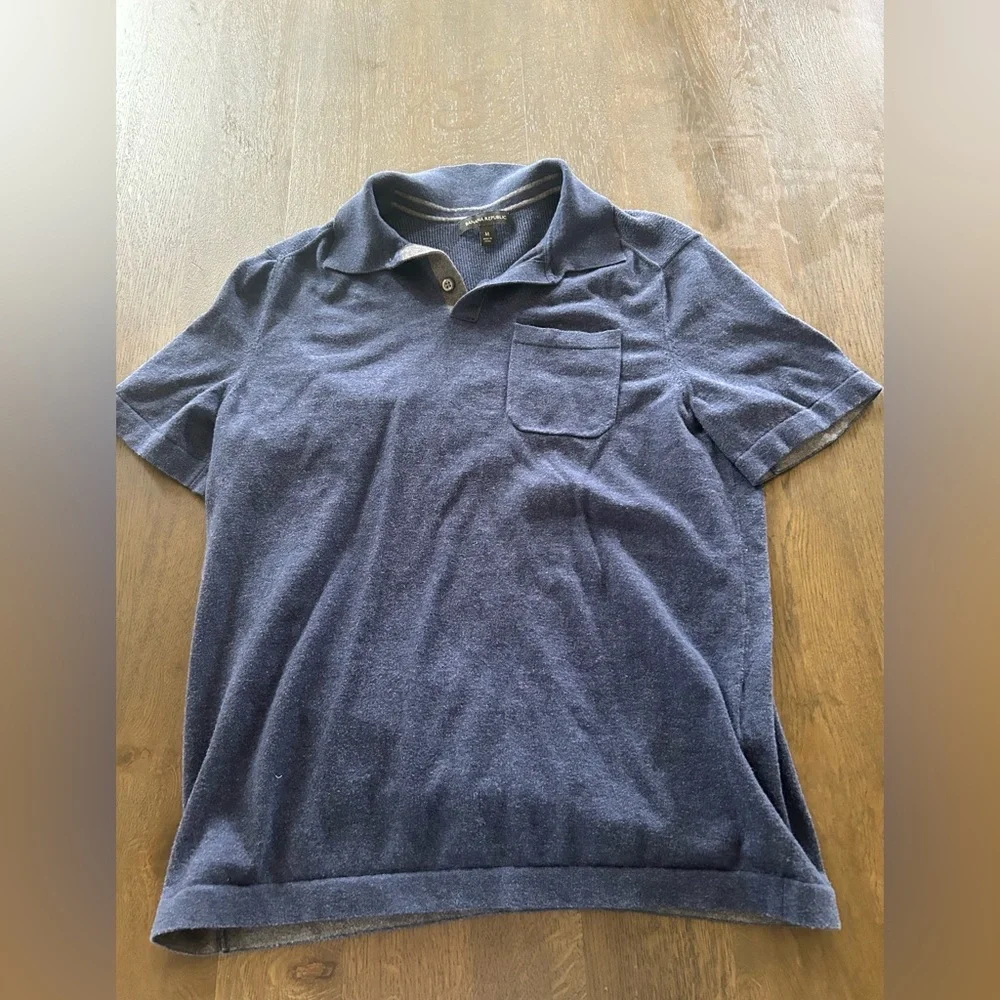 Banana republic blue sweater material polo cotton nylon silk